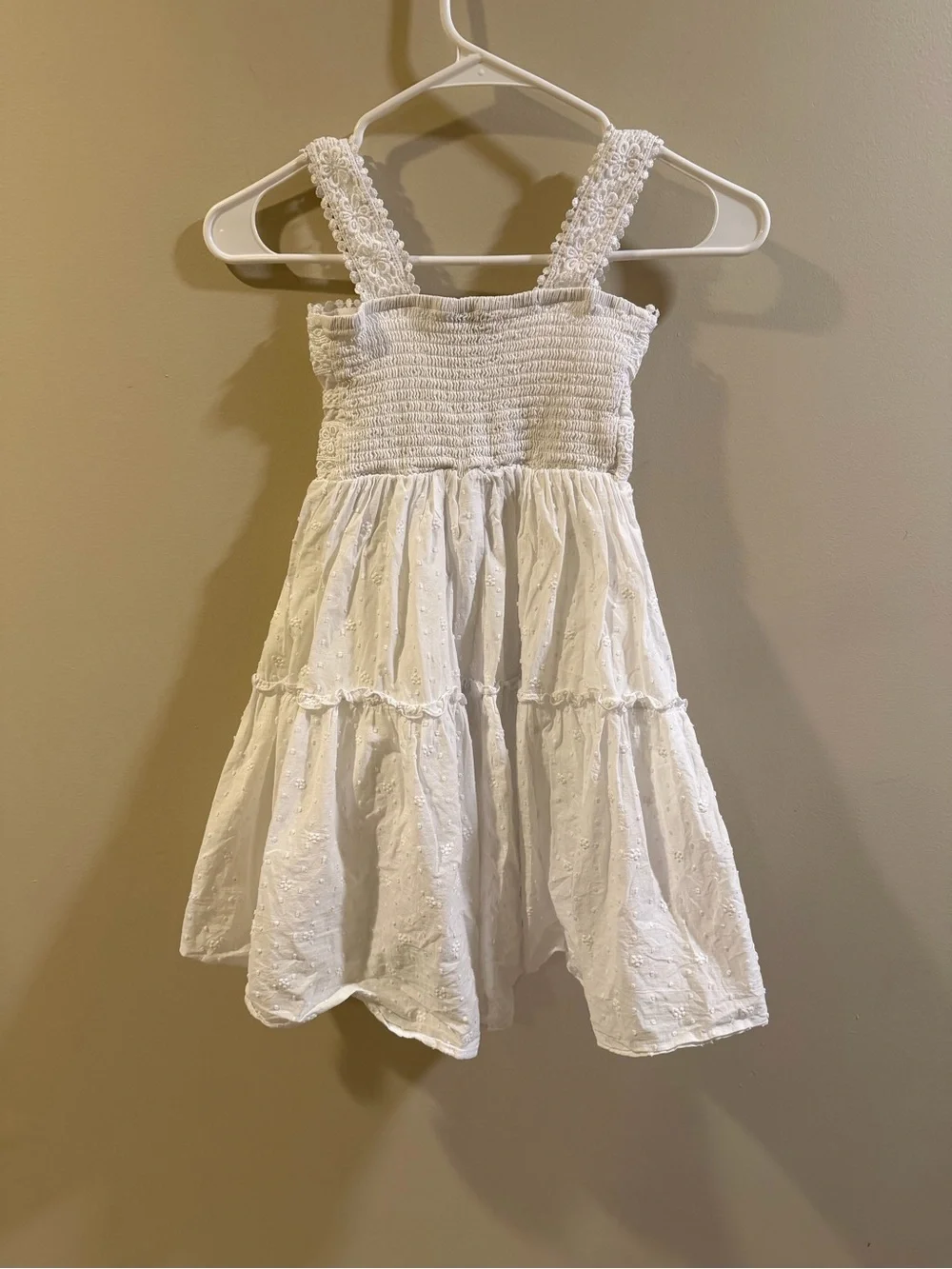Zunie White Eyelet Tiered Sundress with Lace Straps